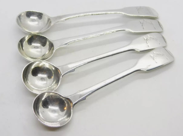 Antique silver mustard spoons